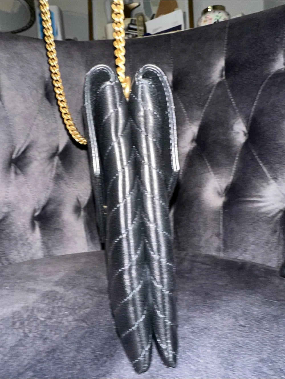Saint Laurent Quilted Leather Double Flap Crossbody Bag – Never Worn